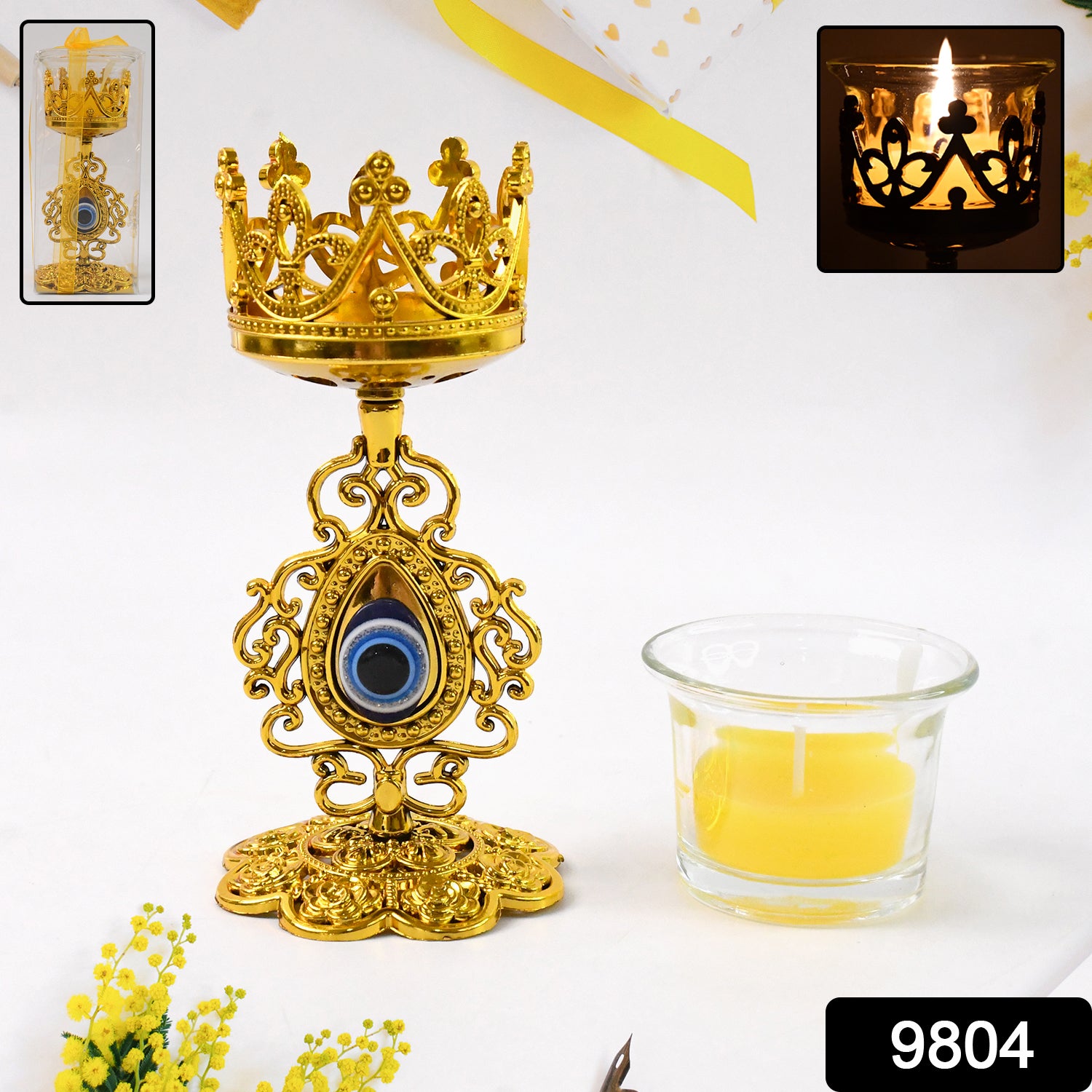 Flower Diwali Candle Holder With Plastic Stand (1 Set) Flower Diwali Candle Holder With Plastic Stand (1 Set)